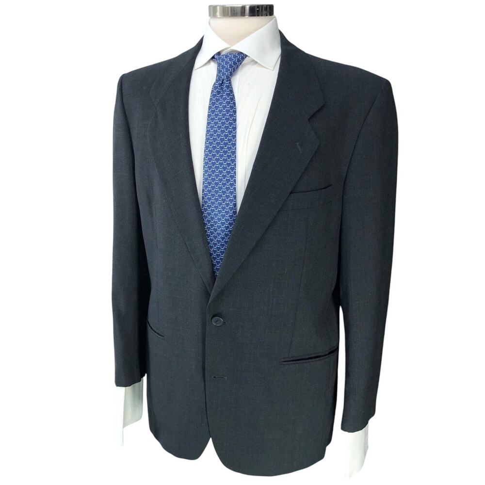 Yves Saint Laurent Suit Jacket Mens 42R Charcoal Wool Vintage *TINY FLAWS